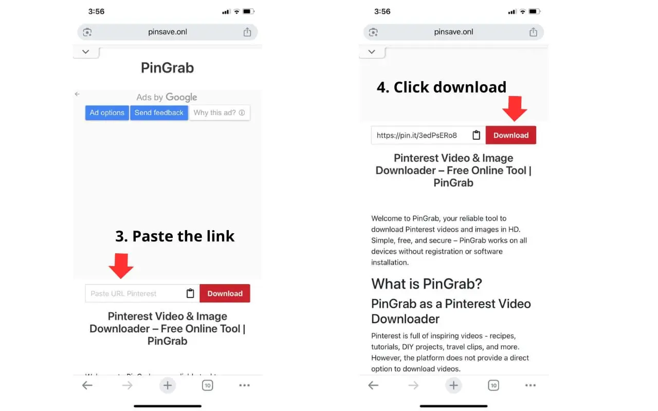 Paste the link into PinGrab