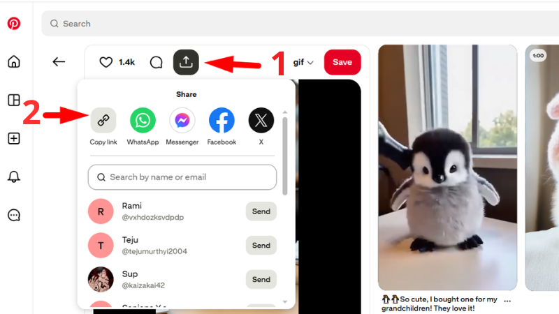 Kopieer de Pinterest-link (URL)