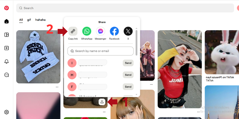Copy the Pinterest link
